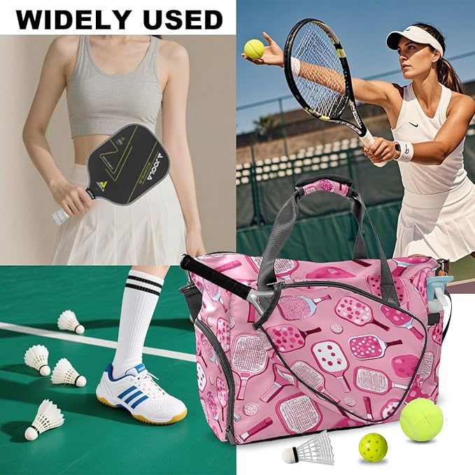 Sweet Cool Pink Gym Bag for Women & Tennis Bag, Large Sports Duffel Bag Waterproof with Ventilated Shoe Compartment & Front Racket Sleeve, Lightweight Travel Weekender Overnight Bag