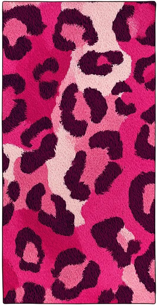 Pink Leopard Print Beach Towel, 36"x72" Sand Free Quick Dry Thin Lightweight Microfiber Towel Gifts for Women