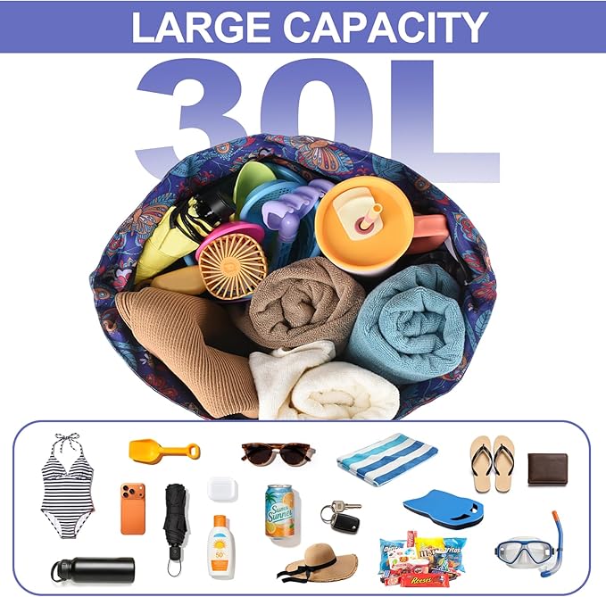 CaCTOUR Large Beach Bag Women,Beach Bags Waterproof Sandproof with Zipper Wet Pocket,Beach Tote Pool Bag for Swim Gym Travel