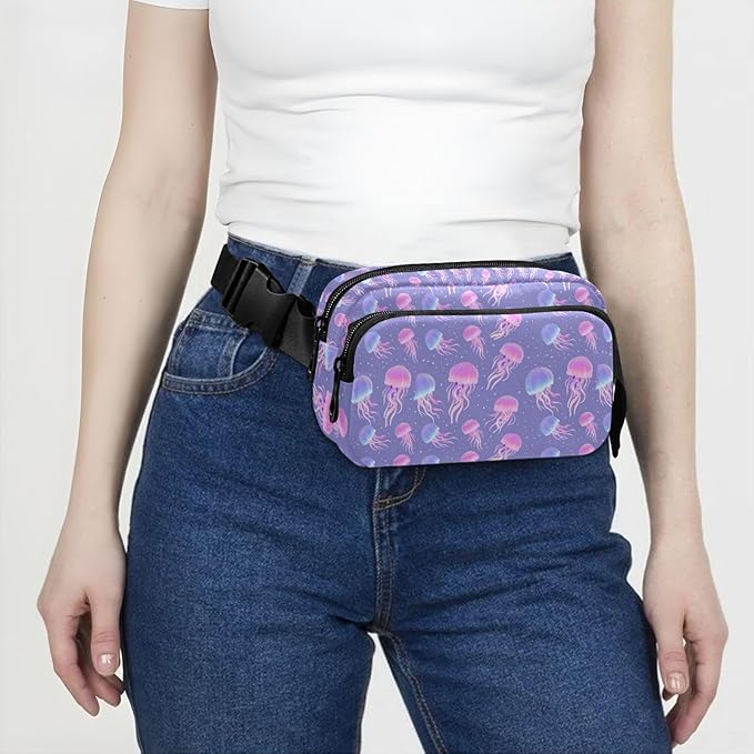Jellyfish Fanny Pack for Women Men Water Resistant Fashion Waist Packs with Adjustable Strap Belt Bag for Travel Workout Jogging Hiking 21219239