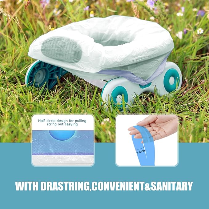 VISATOR Portable Travel Potty Chair Liners Bags Universal with Drawstring, 90 PCS (18 * 20INCH) (White)