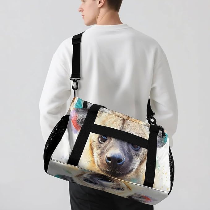 Hyena Dog Duffle Bag Gym Bag for Workout Travel Tote with Detachable Straps