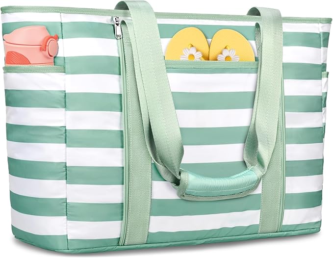 Extra Large Beach Bags for Women, Waterproof Sandproof Beach Tote Bag Foldable Swim Pool Bag with Zipper and Wet Pocket