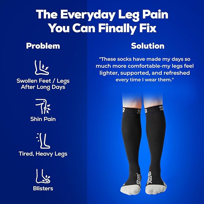 SB SOX Lite Compression Socks for Men & Women (15-20mmHg) – Best Compression Socks for Travel, Sports, and Daily Wear - XXL Sizes too!