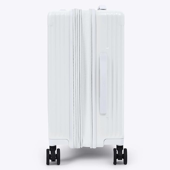 Nobl Travel Carry On Expandable Luggage, Noble Aluminum Frame PC Hard Shell Suitcase, 22.5”x14.2”x9.8” Airline Approved, 360° Spinner Wheels, TSA Locks, USB Charging, Cup & Phone Holder - Ivory