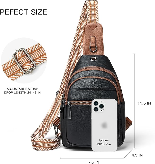 Sling Bag For Women Faux Leather Small Casual Daypack Backpack Fanny Pack Crossbody Chest Bags Purse