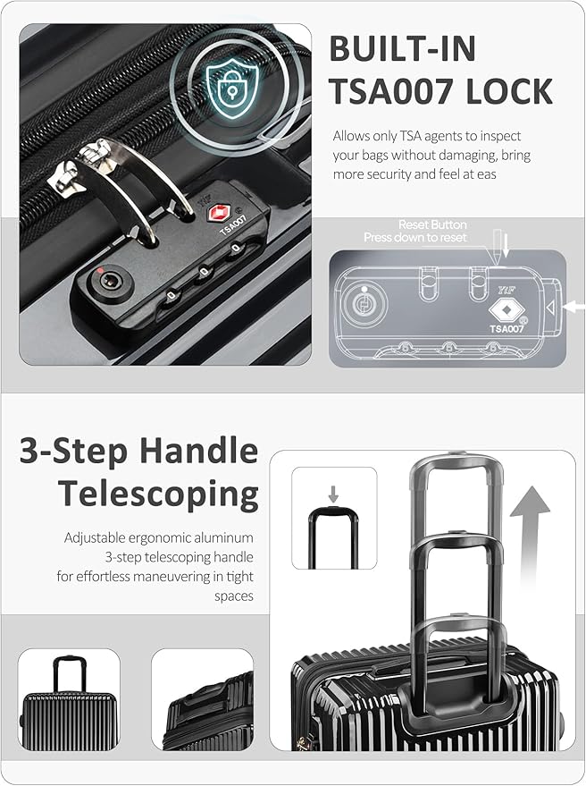 Checked 25 inch Luggage, ABS+PC Hardshell Suitcase Lightweight Large Travel Luggage with Spinner Wheels & TSA Lock