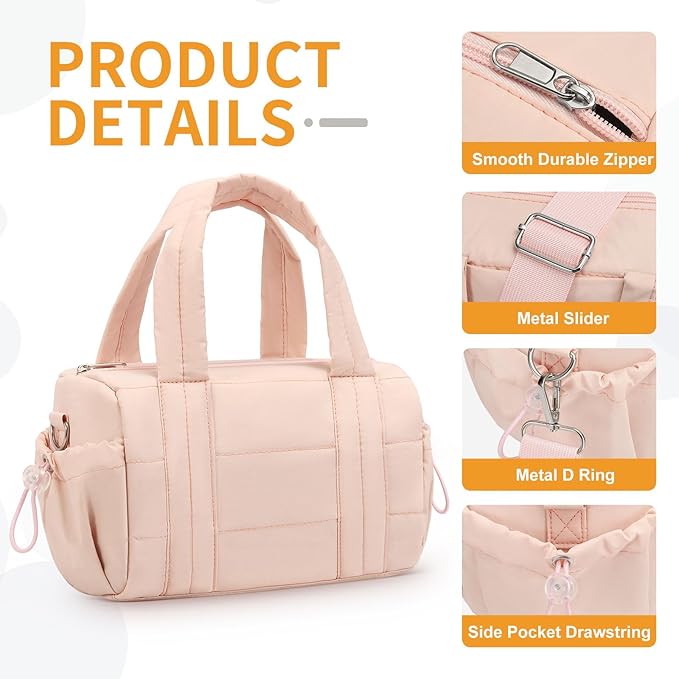 8L Mini Gym Bag for Women, Small Size Sport Duffel Bag for Yoga Dance Swimming, Water-Resistant Compact Workout Bag with Adjustable Strap, Pink