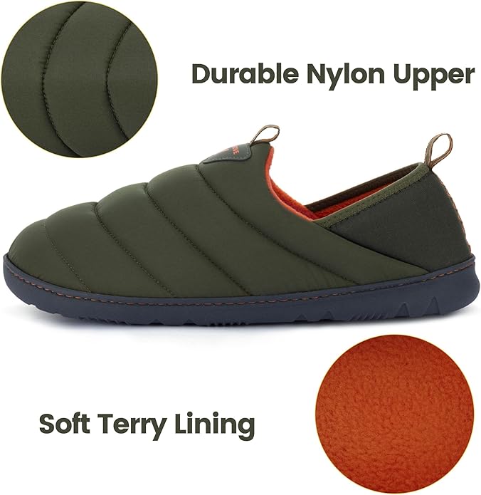 RockDove Men's Pufflite Two-Tone Quilted Loafer Slipper with Indoor/Outdoor Sole