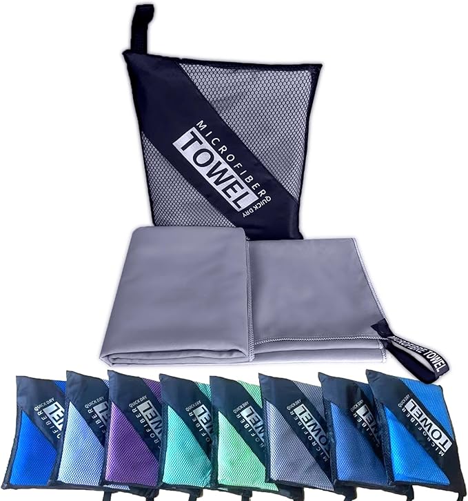 Reusable Quick Dry Beach Towels,Microfiber Travel Towel,Compressed Lightweight Bath Towel for Beach Hiking Gym Yoga Travel Sports Swimming Camping(Grey, 43"*69")