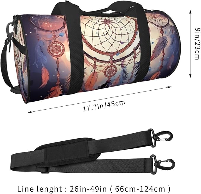 Native American Dream Catcher Sports Gym Bag for Women Men Travel Duffel Bag Tote Weekender Bag Canvas Carry on Overnight Bag for Travel Swimming Fitness Workout Sports Duffle Bag