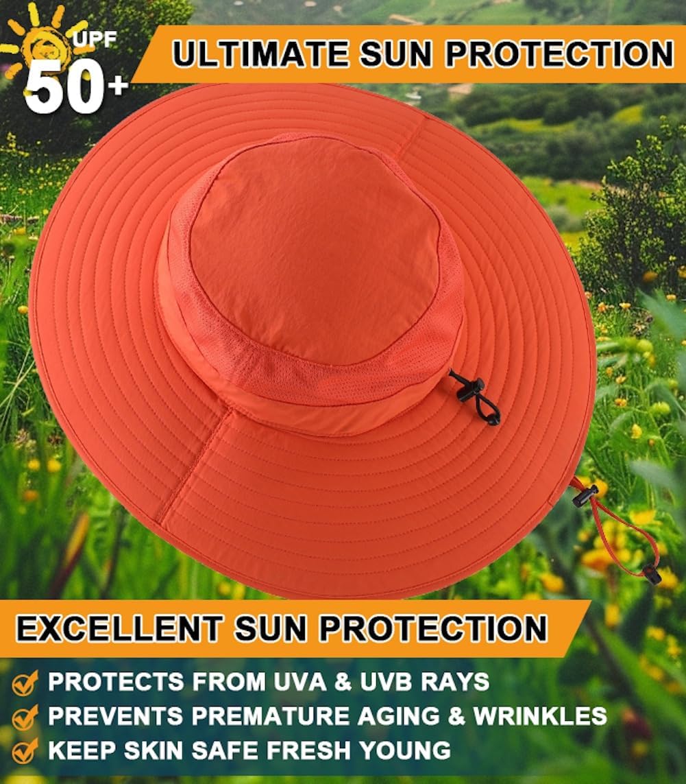 Home Prefer UPF50+ Mens Sun Hat Wide Brim Fishing Hat Foldable Large Brim UV Protection Sun Hat for Men Women Beach Gardening