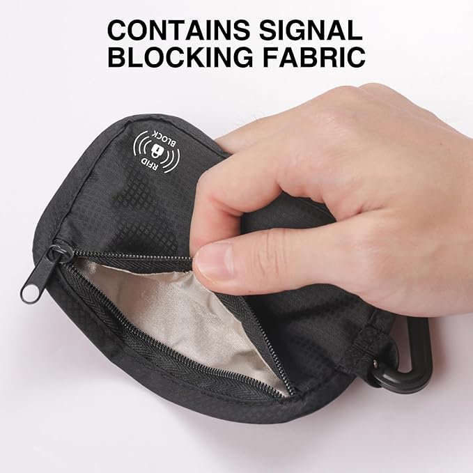 RFID Blocking Clip Stash Pouch, Minimalist Hidden Travel Wallet for Cards & Cash - Slim Pickpocket-Proof Design for Everyday Carry, Black
