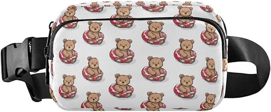 Kawaii Bear Red Swim Ring Fanny Pack for Women Men Water Resistant Fashion Waist Packs with Adjustable Strap Belt Bag for Travel Workout Jogging Hiking 21219056