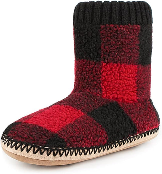 cosyone1997 Boot Slippers for Men Indoor Soft Sole, Warm Fuzzy Slipper Socks with Non Slip Grips