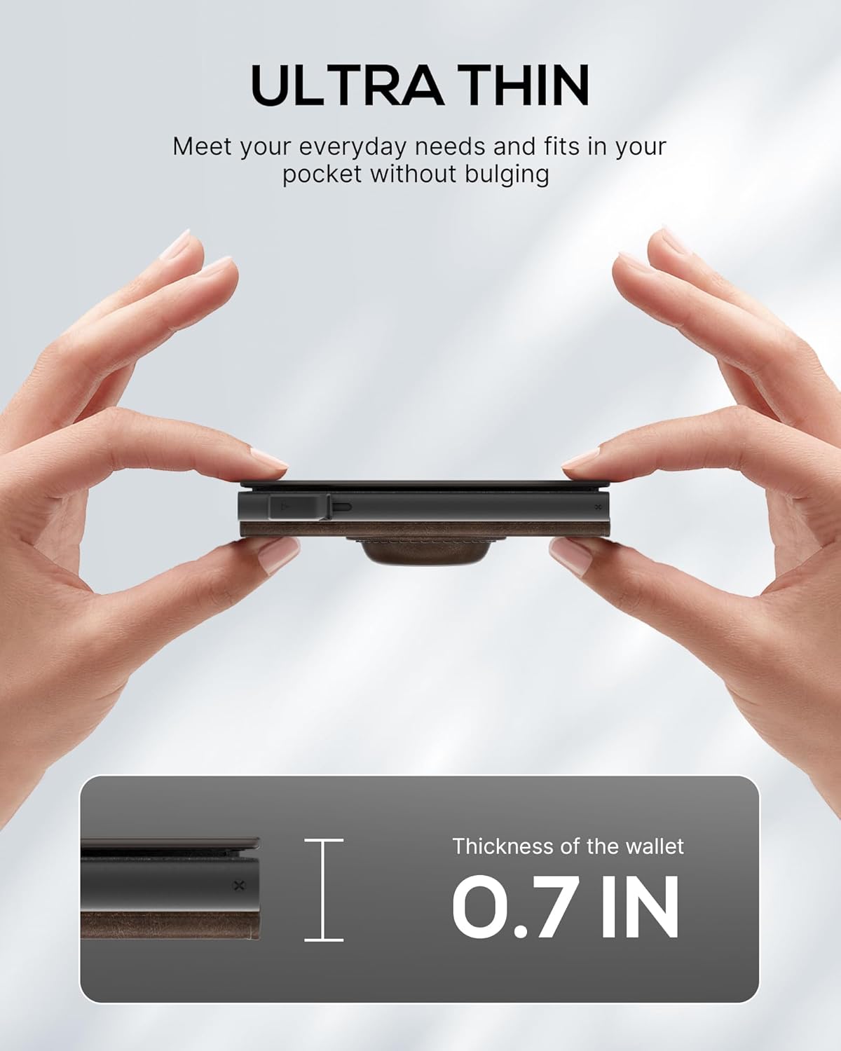 Mens Wallet with AirTag Holder: Smart Wallet Compatible with Apple AirTag, Pop Up Card Case, Top Grain Leather, RFID Blocking, Slim, Minimalist, 9-14 Card Capacity | ID Window | Cash Slot (Brown)