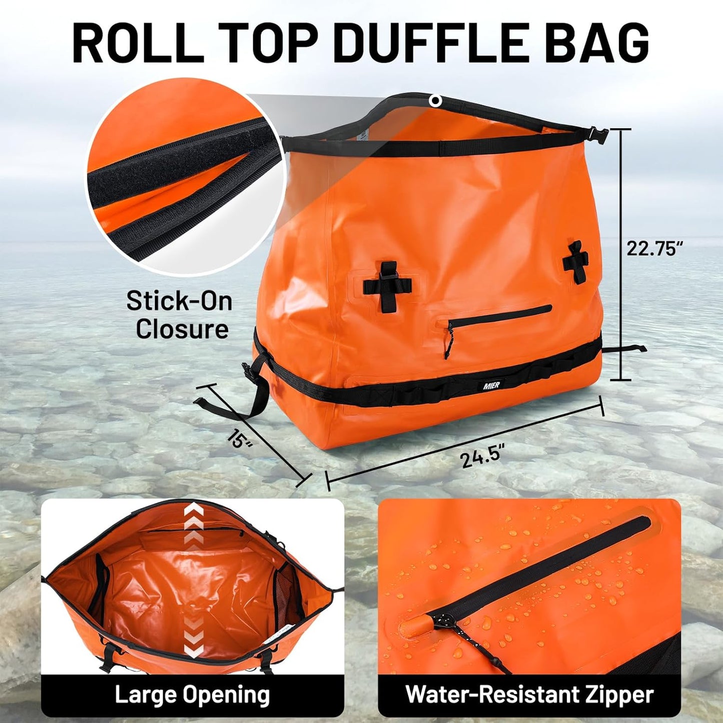 MIER Large Waterproof Duffel Bag Rolltop Dry Backpack Duffle Bags for Kayaking, Rafting, Boating, Swimming, Camping, Travel, Gym, Beach, 60L/80L