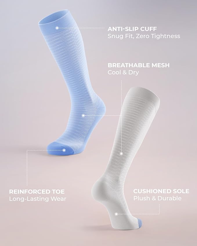 FITRELL 4 Pairs Compression Socks for Women & Men, 15-20mmHg Circulation Support for Athletic Travel Daily Wear