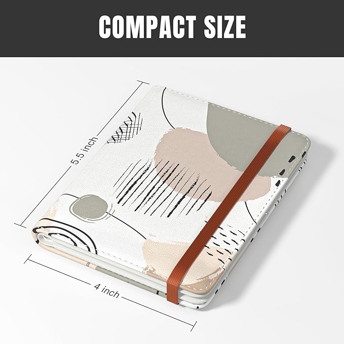 Rimilak Passport Holder, RFID Blocking Passport Cover Wallet Travel Essentials, Leather Travel Air Ticket Documents Organizer Protector for Women and Men, Modern Art
