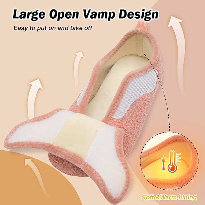 BARERUN Slippers for Women Men Wide House Diabetic Shoes for Women Men Warm Arthritis Edema Swollen Neuropathy Socks Slip on Adjustable Fuzzy Comfy Soft Womens Mens Bedroom Sliipers