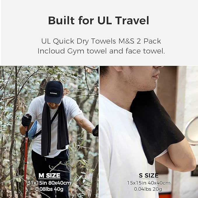 Bee Nesting Ultralight Quick Dry Towels for Backpacking, Microfiber Towel Tavel Accessories for Hiking, Beach, Gym, Swimming, Pocket Sweat Towels(M Black