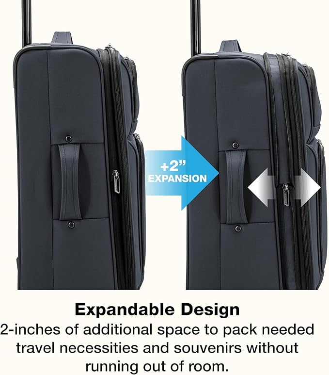 U.S. Traveler Anzio Softside Expandable Spinner Luggage, Dark Grey, Checked-Medium 26-Inch