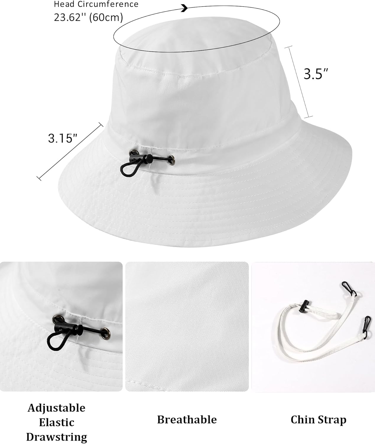 Water-Resistant Sun UPF 50+ Bucket Hat Protection Packable Brimmed Boonie for Women Men Summer Lightweight Hiking Outdoor Cap