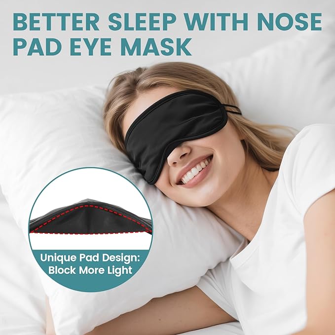 20 PCS Sleep Eye Masks Blindfolds - Light-Tight with Nose Pad & Adjustable Strap, Bulk Comfortable Breathable Party Supplies for Team Building Travel, Black Eye Cover for Women Men
