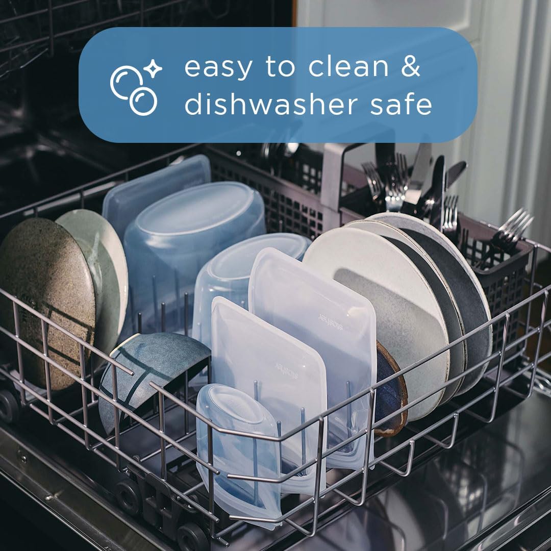 Stasher Premium Silicone Reusable Food Storage Pocket Bag, Aqua, Microwave, Sous Vide, Dishwasher, Oven and Freezer Safe, BPA Free, Leak-free, Eco-friendly, 4 Oz (Pack of 2)