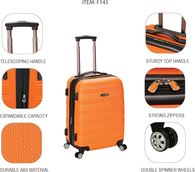 Rockland Melbourne Hardside Expandable Spinner Wheel Luggage, Blue, Carry-On 20-Inch