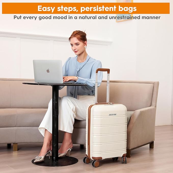 Joyway 5 Piece Luggage Sets, Lightweight Rolling Hardside Carry On and Checked Suitcase with TSA Lock and Spinner Wheels for Women and Men Travel Baggage White