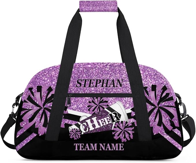 Pink Cheer-Bag for Girls Customized Cheer-Gifts with Name Glitter Print Cheerleading-Bag Gym-Duffel-Bag