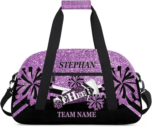 Pink Cheer-Bag for Girls Customized Cheer-Gifts with Name Glitter Print Cheerleading-Bag Gym-Duffel-Bag