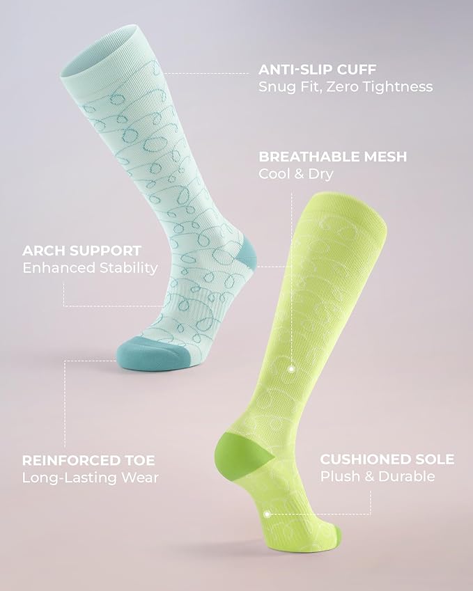 FITRELL 4 Pairs Compression Socks for Women & Men, 15-20mmHg Circulation Support for Athletic Travel Daily Wear