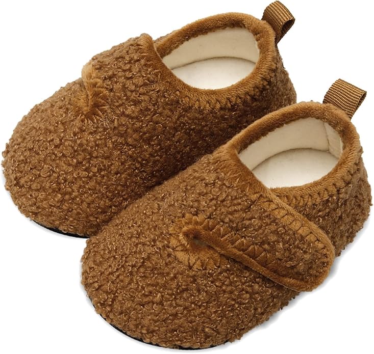 XIHALOOK Toddler Boys Girls House Slippers with Microfleece Lining Cozy Household Shoes Non-slip for Kids