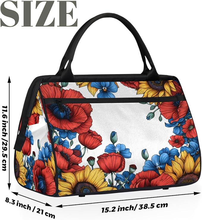 Farmhouse Sunflower Overnight Weekender Bag for Women Men Travel Duffel Bags Waterproof Luggage Carry on Sports Yoga Gym Bag
