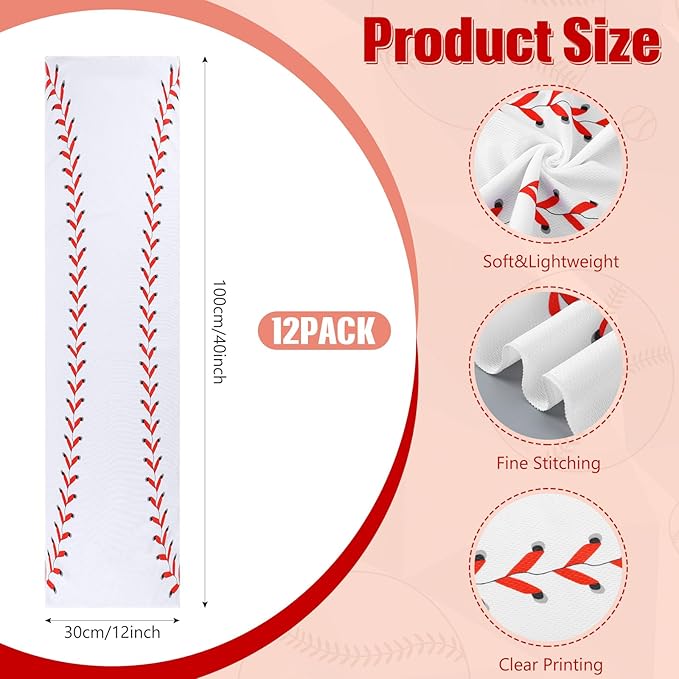 12 Pack Baseball Cooling Towels with Baseball Acrylic Luggage Tags, 40"x12" Breathable Chilly Ice Towel for Neck with Plastic Container, Sport Towel for Players Team Gift Sport Party Favors