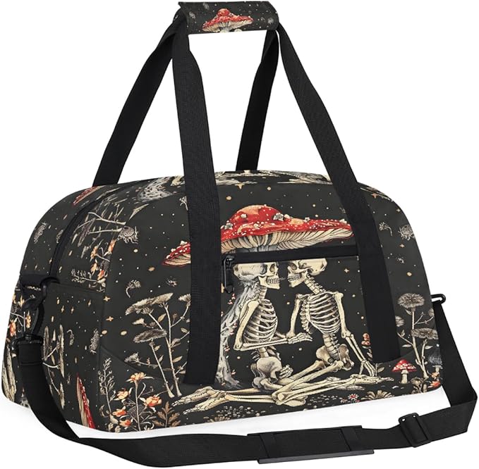 Travel Duffle Bag for travel duffle bag sports Girls Boys Kids Mushroom Skull Lightweight Overnight Sleepover Weekender Bags Small Dance Gym Sport Bag Teens Carry-On Size Workout Bag