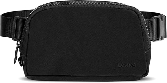 Black Fanny Pack Anti Theft for Women Men Travel, Small Belt Bag, Waist Crossbody with Adjustable Strap, Water-repellent & Lightweight, Stylish Everywhere Bag for Teens Trip, Workout, Unisex