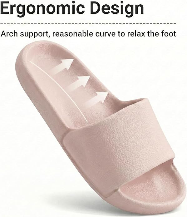 Shower Shoes for Women & Men - Non-Slip House Slippers - Cloud Comfort Slides - Quick-Dry, Arch Support - Perfect for Bathroom, Beach, Pool, Travel