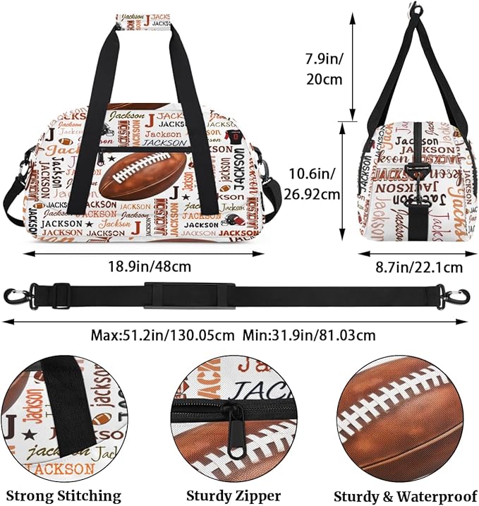 Custom Name Sports Bag for Kids Boys, Personalized Gym Duffel Fitness Travel Weekender Tote Carry-On Training Perform Bag,