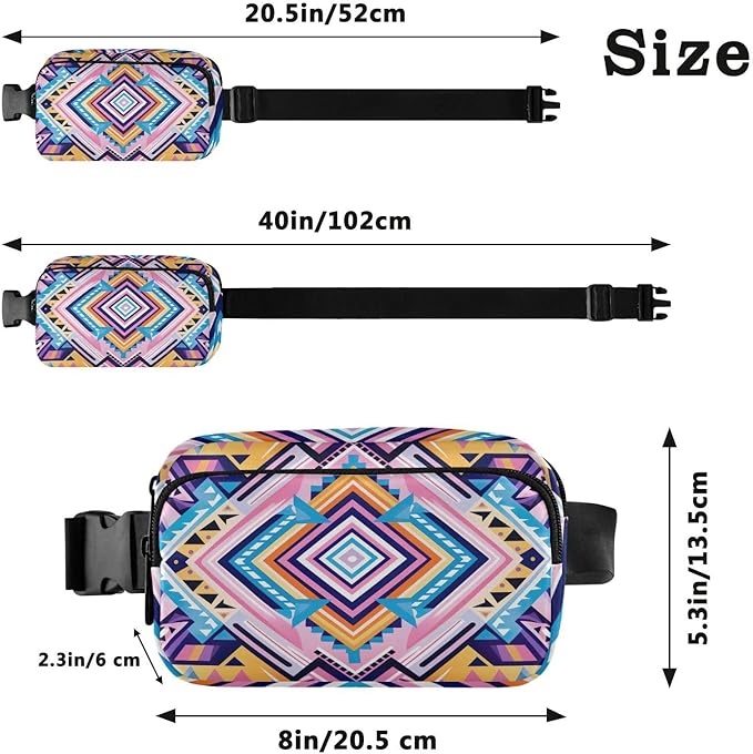 Ethnic Pattern Fanny Pack for Women Men Water Resistant Fashion Waist Packs with Adjustable Strap Belt Bag for Travel Workout Jogging Hiking 21219696