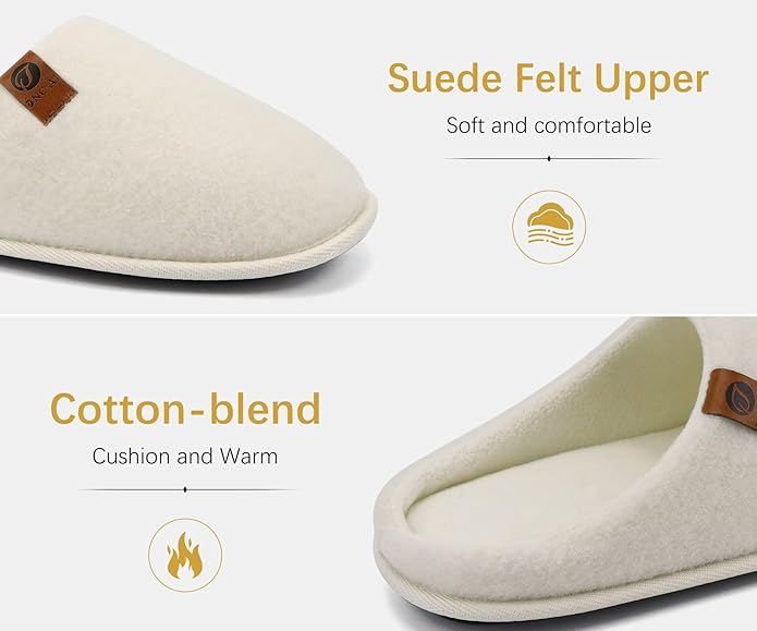 ONCAI Men's House Slippers Memory Foam Slip-On Warm Cozy Scuff Home Bedroom Shoes with Indoor/Outdoor Rubber Soles US Size 7-15