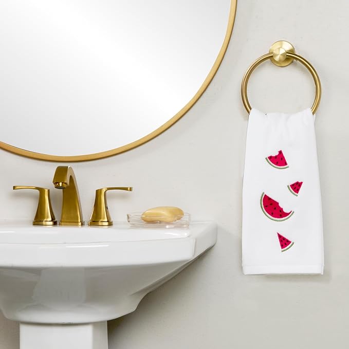SKL Home Tossed Watermelons Hand Towel 2pc Set for Bath/Kitchen/Bar & Gift, Optic White
