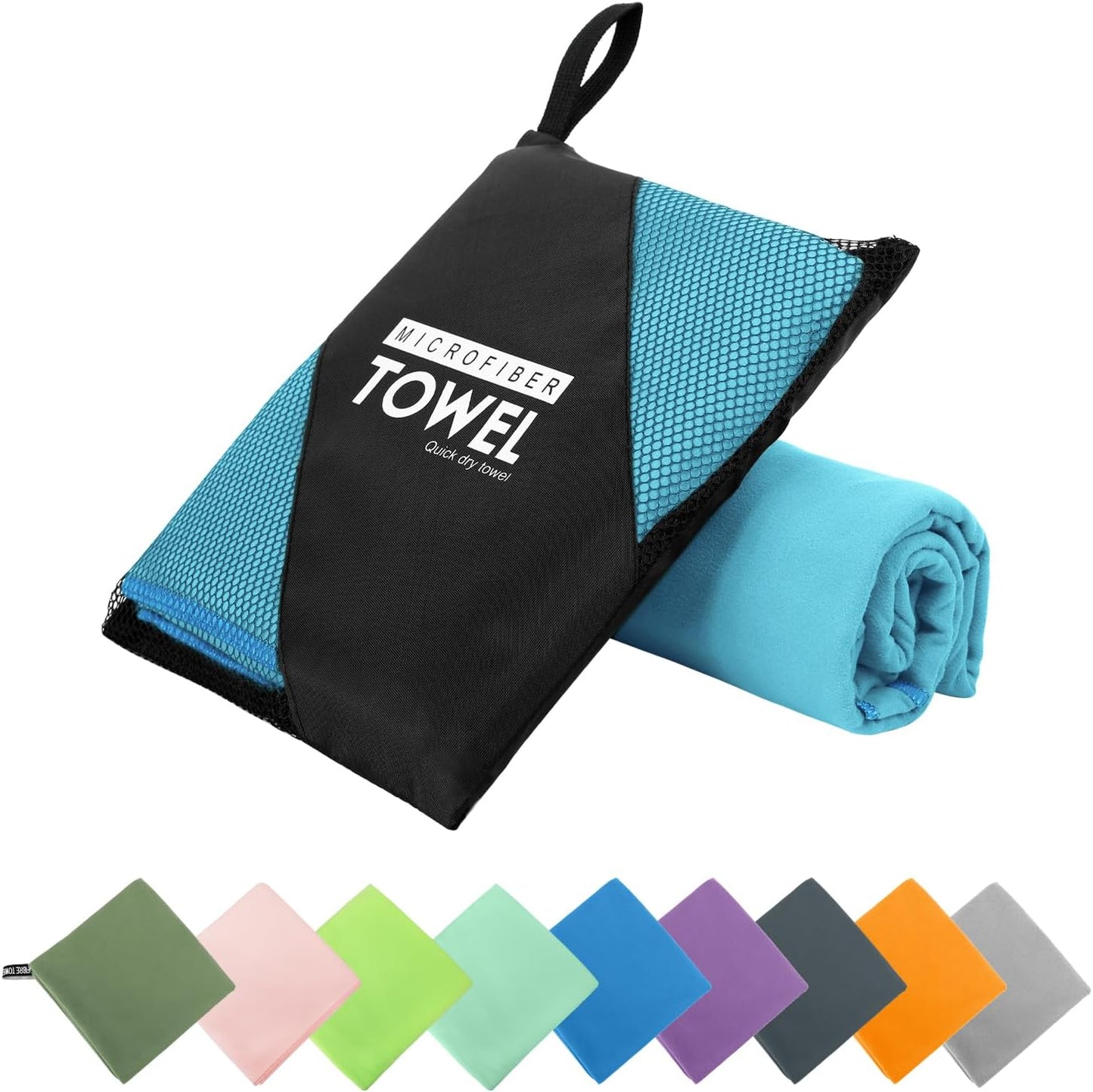 Microfiber Travel Towel, Soft Lightweight Quick Dry Towel, Super Absorbent Compact Travel & Sports & Beach Towels for Camping, Backpack, Gym, Swimming, Yoga, Hiking (M:20"×40" -MarineBlue)