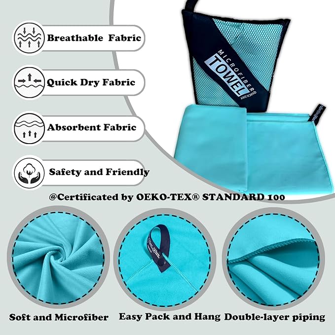 Reusable Quick Dry Beach Towels,Microfiber Travel Towel,Compressed Lightweight Bath Towel for Beach Hiking Gym Yoga Travel Sports Swimming Camping(Light Green, 30"*60")