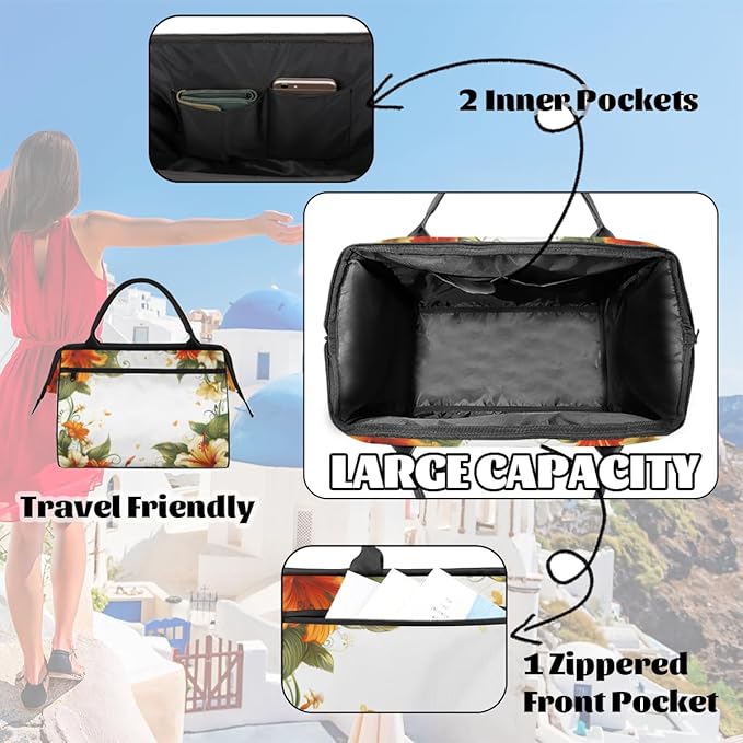 Farmhouse Rustic Floral Overnight Weekender Bag for Women Men Travel Duffel Bags Waterproof Luggage Carry on Sports Yoga Gym Bag