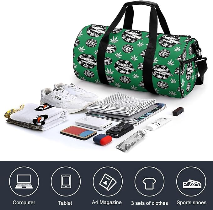 Dance Sports Gymnastics Bag Weedleaf Pot Stoner Art Foldable Gym Bags Lightweight Travel Sports Bag Unisex Gym Duffel Bags