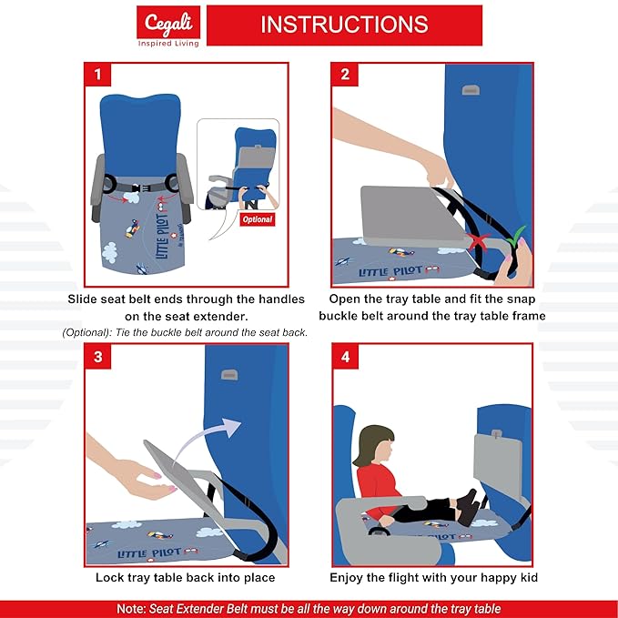 Kids Airplane Seat Extender - Enhance Your Child's In-Flight Comfort. Travel Toddler Bed, Leg Rest, Foot Hammock and Seat Extender, All in One (Little Pilot - Cool Grey)