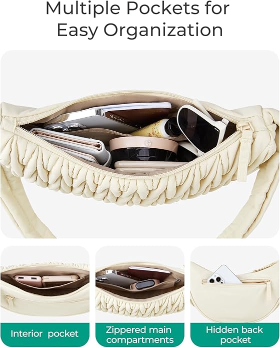 BAGSMART Small Crossbody Bag for Women Men Trendy，Quilted Crossbody Hobo Bag with Adjustable Strap and Inner Pockets